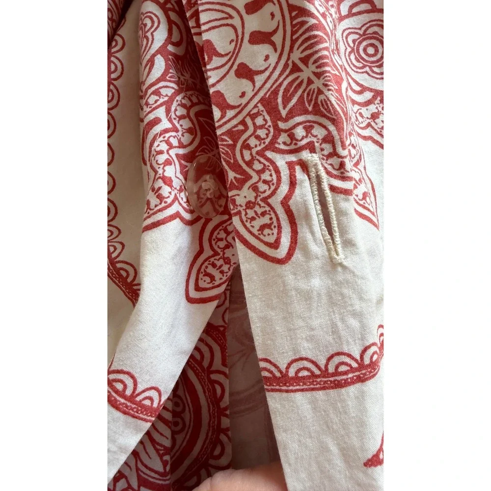 Pottery Barn Paisley Medallion Coral Twin Duvet Cover 100% Cotton Button Closure